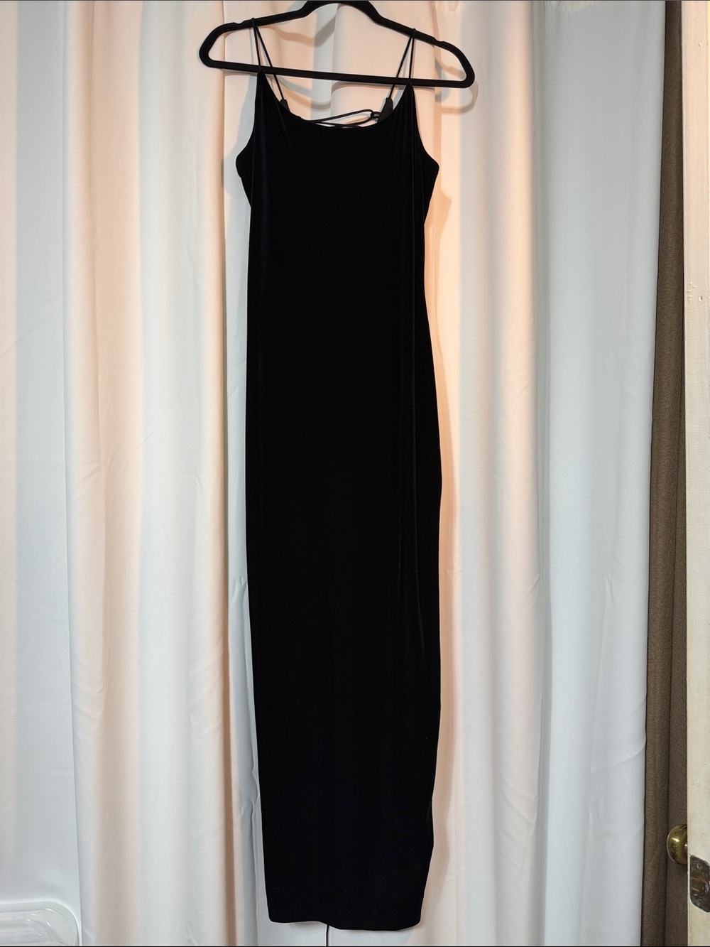 Vintage Rhapsody Black Slip Gothic Lace Up Back Maxi Delicate Straps SZ10 R2
